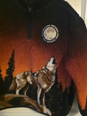 Yellowstone National Park Kids' Orange & Black Fleece Pullover Jacket